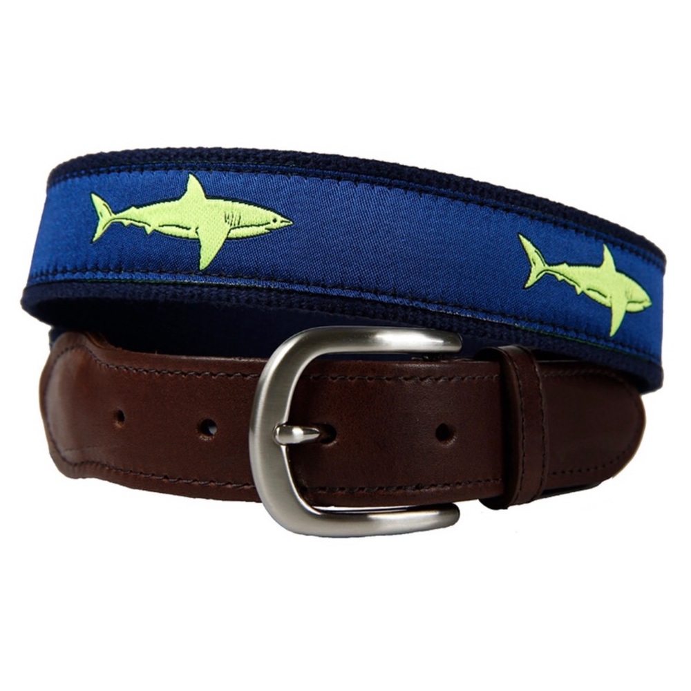 Belted Cow Company Neon Green Shark Leather Belt Made In USA size 32